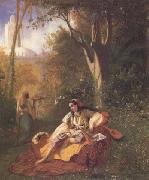 Theodore Frere Algerienne et sa servante dans un jardin huile sur toile (mk32) oil painting picture wholesale